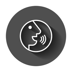 Voice command with sound waves icon in flat style vector