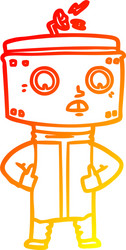 Warm gradient line drawing cartoon robot vector