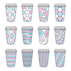 Seamless pattern of paper texture cups for coffee Vector Image