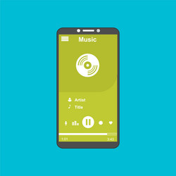media player application app template with flat vector image