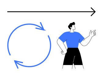 person gesturing forward with circular and linear vector image