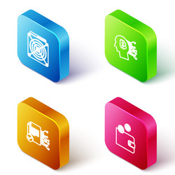 set isometric line asic miner bitcoin think vector image