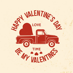 Vintage Valentine Truck Vector Image