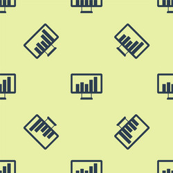 blue computer monitor with graph chart icon vector image