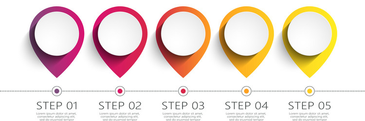 modern 3d infographic template with 5 steps map vector image