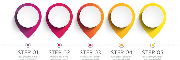 Modern 3d infographic template with 5 steps map vector