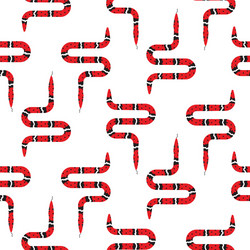 red snake on white seamless pattern Vector Image