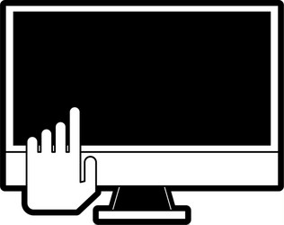 computer monitor with hand cursor icon image vector image