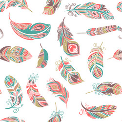 Feather Seamless Pattern - Boho Style vector image