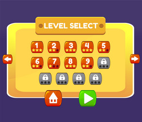 level select game menu interface panels ui buttons vector image