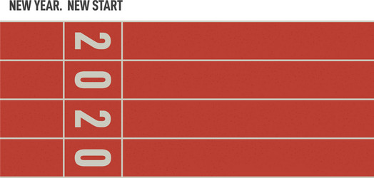 running track with 2020 year numbers top view vector