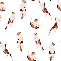 seamless colored pattern with different cat poses vector image