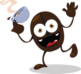 Cartoon funny coffee bean giving thumb up Vector Image