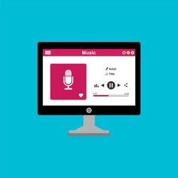 media player application app template with flat vector image