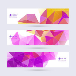 Set of banners with triangles and polygon mesh vector