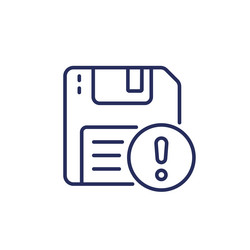 backup error warning line icon with a floppy disk vector image