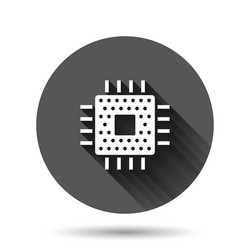 computer cpu icon in flat style circuit board vector image