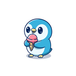 cute penguin holding ice cream cartoon Vector Image