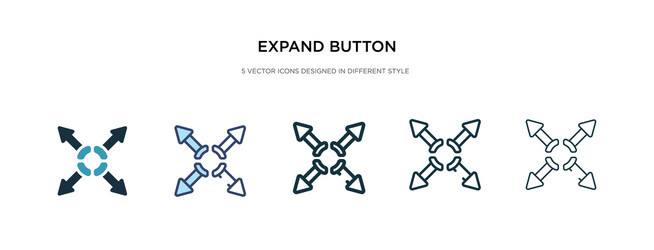 expand button icon in different style two vector image