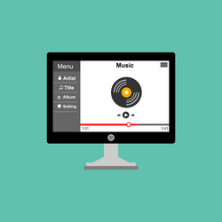media player application app template with flat vector image