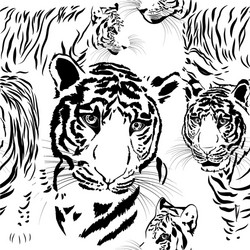 Tiger skin seamless pattern in black white color Vector Image