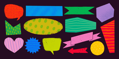 simple shapes with various patterns in rough vector image