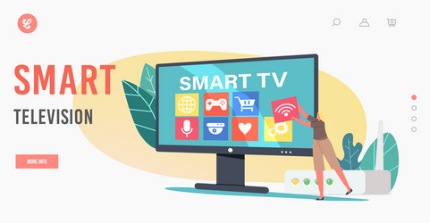 Smart television technology content landing page vector