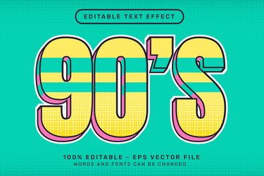 90s retro color 3d text effect and editable vector image
