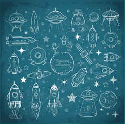 collection of sketchy space objects vector