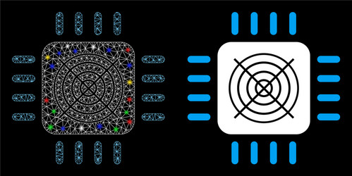 flare mesh carcass asic processor icon with vector image