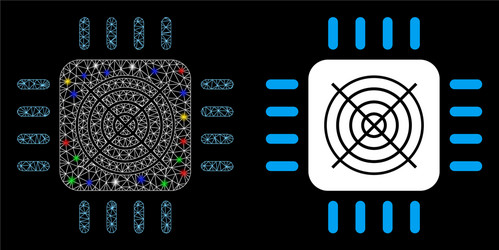 Flare mesh carcass asic processor icon with vector