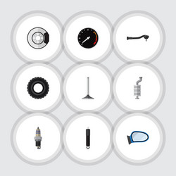 flat icon component set of silencer input vector image