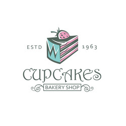 Label with cupcake vector