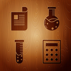 set calculator document test tube and flask vector image