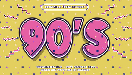 90s retro color 3d text effect and editable vector image