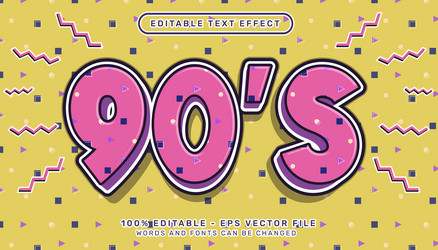 90s retro color 3d text effect and editable vector