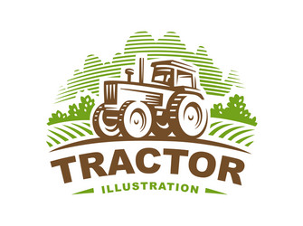 Classic Tractor Emblem Vector Image