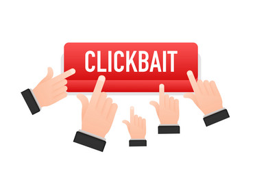 clickbait red button hand click icon symbol vector image