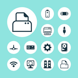 computer icons set with paper printer scan vector image