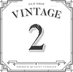 font numbers with classy stylish frame vector image