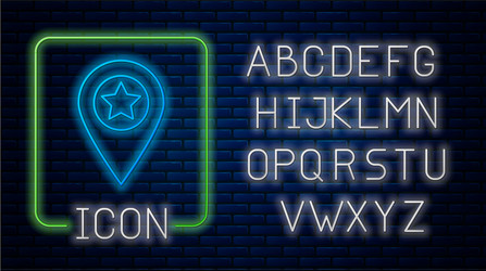 glowing neon map pointer with star icon isolated vector image