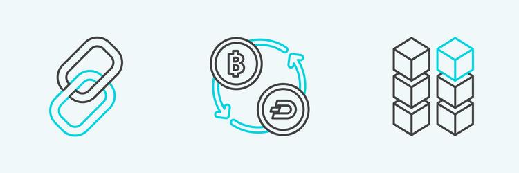 set line blockchain technology chain link vector image