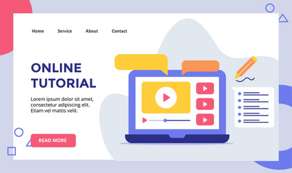 online tutorial video playing on display monitor vector image