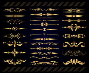 Set gold vintage decorative elements Royalty Free Vector