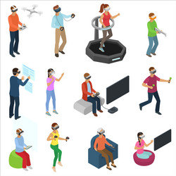 Virtual reality people in vr character vector