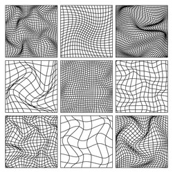 wireframe shapes lined perspective mesh 3d grid vector image