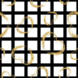 Golden grunge hearts seamless pattern vector