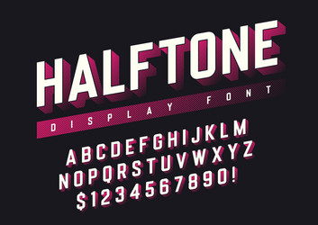 Halftone Display Font with Shadow vector image