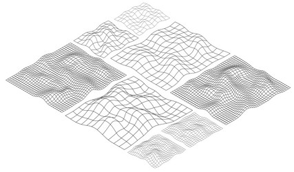 wireframe 3d mesh in isometric form retro vector image