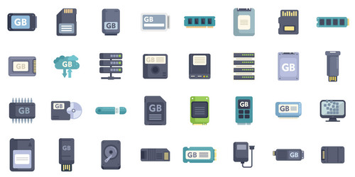 computer storage devices and data transfer icons vector image